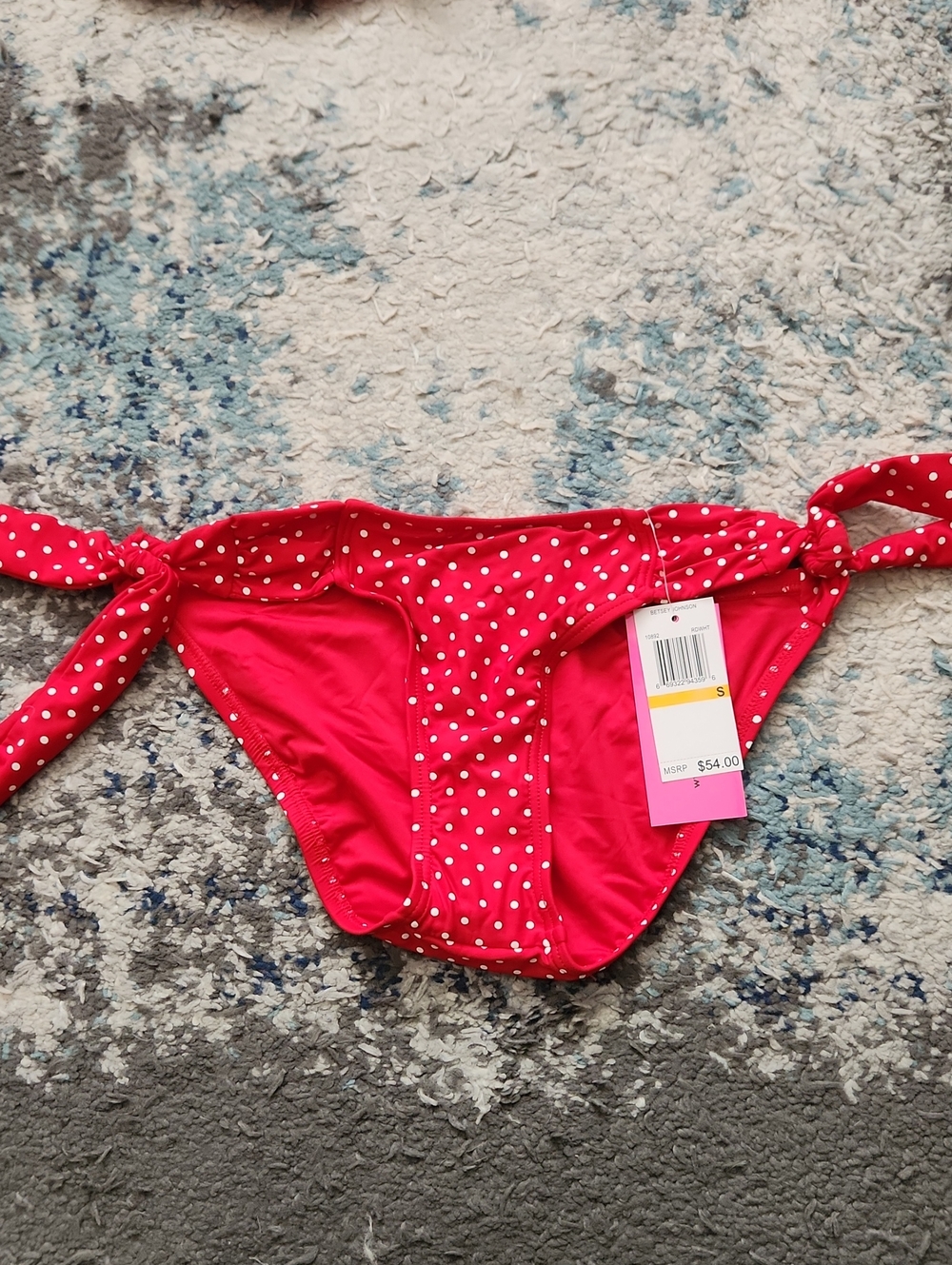 NWT Betsey Johnson Red Swim Bottom with White Polka Dots